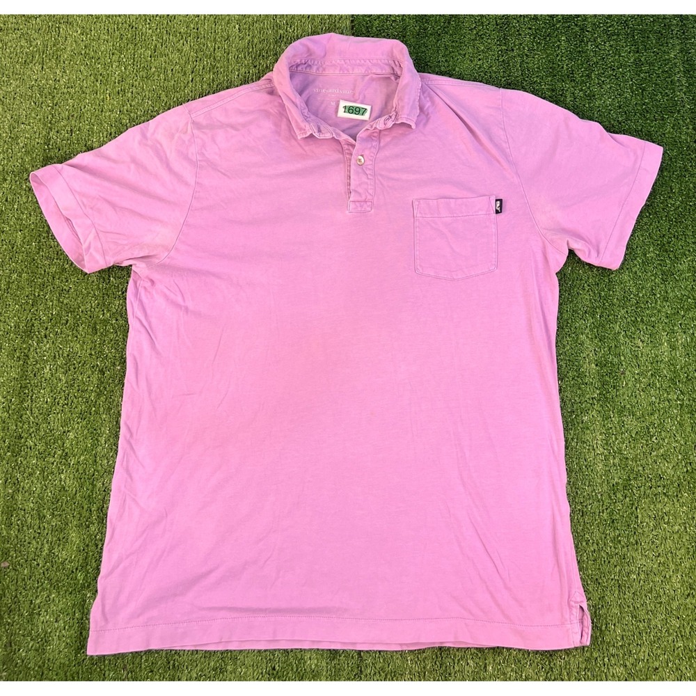 Vineyard Vines Mens Slim Fit Pima Cotton Polo Shirt Purple/Pink  MD Logo Pocket
